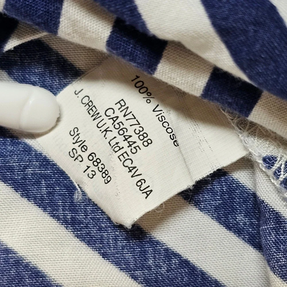 J.CREW Womens Navy Blue White Striped Viscose Mini Dress Pockets Size 6 68389